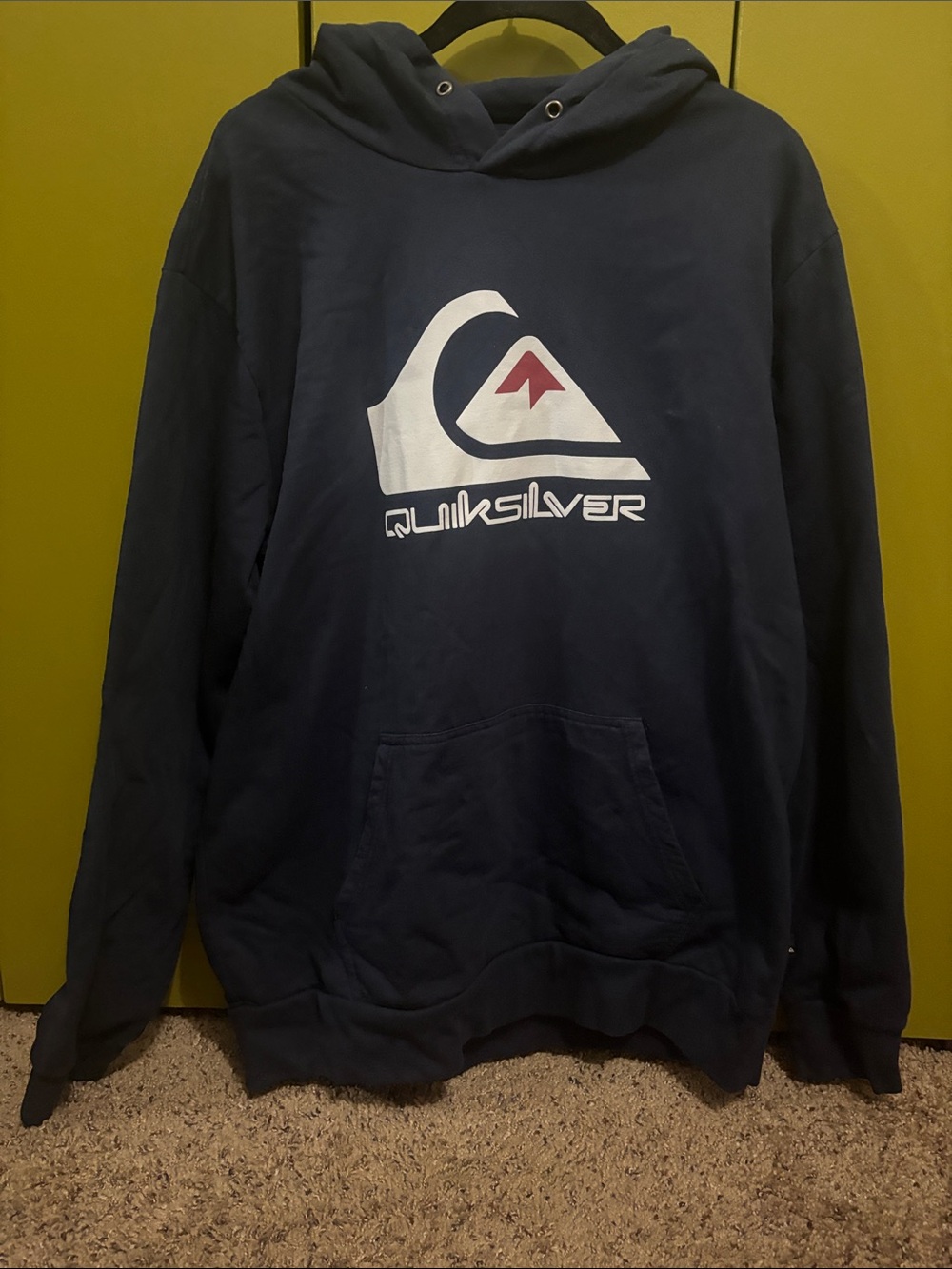 Quiksilver Navy Pullover Hoodie with White & Red Logo